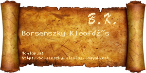 Borsenszky Kleofás névjegykártya